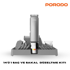 Porodo Lifestyle 14'ü 1 Saç ve Sakal  Düzeltme Kiti - Gümüş LFS(112)