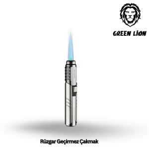 Green Lion Jet Alevli Rüzgar Geçirmez Çakmak - Gümüş
