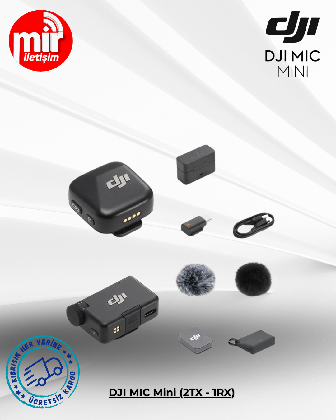 DJI Mic Mini (2TX + 1RX) ワイヤレスマイクセット MİR KIBRIS | Teknoloji Ürünleri ve Teknik Servis