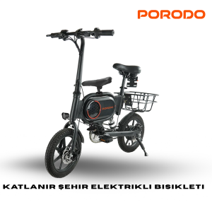 Porodo Lifestyle Katlanır Şehir Elektrikli Bisikleti - SİYAH