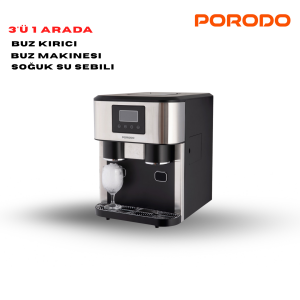 Porodo 3'ü 1 arada Buz Kırıcı /Soğuk Su Sebili / Buz Makinesi - Siyah