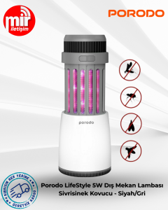 Porodo LifeStyle 5W Dış Mekan Lambası ve Sivrisinek Kovucu - Siyah/Gri