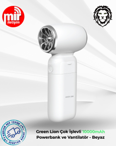 Green Lion Multifunctional 10000mAh Powerbank and Fan - White