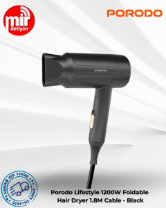 Porodo Lifestyle 1200W Katlanabilir Saç Kurutma Makinesi 1,8 M Kablo - Siyah
