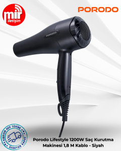 Porodo Lifestyle 1200W Saç Kurutma Makinesi 1,8 M Kablo - Siyah