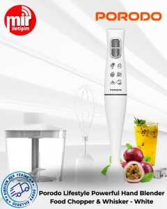 Porodo Lifestyle Powerful Hand Blender Food Chopper & Whisker - White
