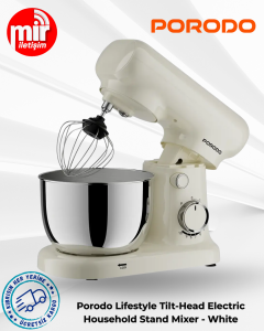 Porodo Lifestyle Tilt-Head Electric Household Stand Mixer - White