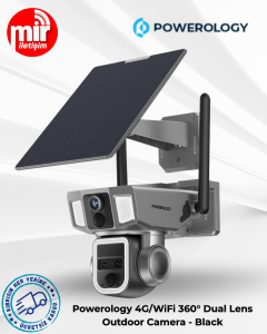 Powerology 4G/WiFi 360° Çift Lens Dış Mekan Güvenlik Kamerası - Siyah