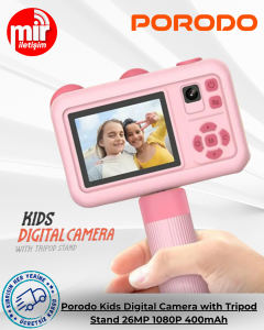 Porodo Kids Dijital Kamera Tripod Standlı 26MP 1080P - Beyaz