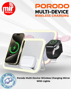 Porodo Multi-Device Wireless Charging Mirror With Lights