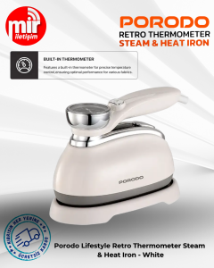 Porodo Lifestyle Retro Thermometer Steam & Heat Iron - White