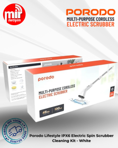 Porodo Lifestyle IPX6 Electric Spin Scrubber Cleaning Kit - White