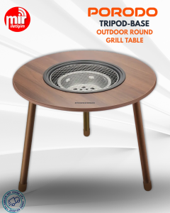 Porodo Lifestyle Tripod-Base Outdoor Round Grill Table - Brown