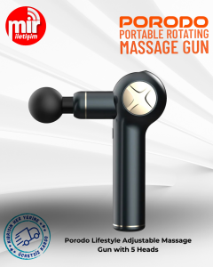 Porodo Lifestyle Adjustable Massage Gun with 5 Heads - Black