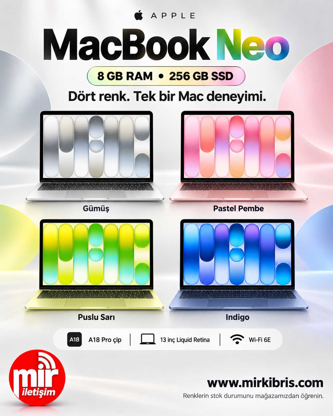 Apple MacBook Neo A18 Pro 13 inç (8 GB/256 GB )