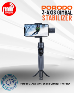 Porodo P10 Pro 3 Eksen Anti-Shake Gimbal - Siyah