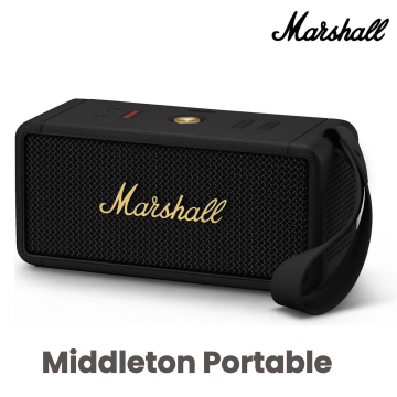 Marshall Middleton Portable Bluetooth Speaker, Black and Brass