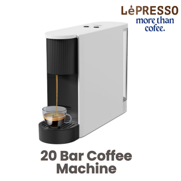 Lepresso 20 Bar Coffee Machine with 600ml Water Capacity and Capsule Storage - White