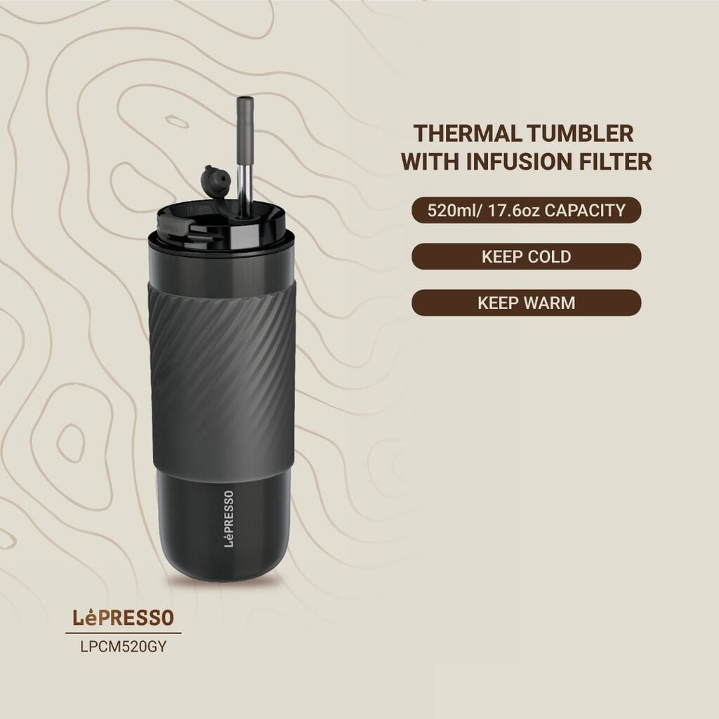 LePresso Stainless Steel Portable French Press - Black