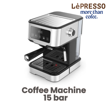 LePresso Digital Coffee Machine with 15 bar Pressure Pump and Capsule Filter - Black