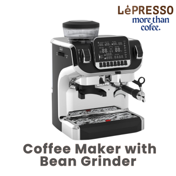 Lepresso Espresso Coffee Maker with Bean Grinder and LCD Display - Black